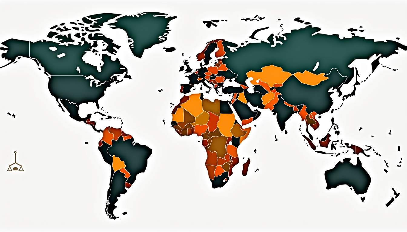 A world map highlighting various countries with different colored price tags indicating the varying prices of cocaine per gram in 2025